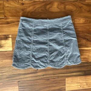 Altar’d State Gray Corduroy Mini Skirt with Scalloped Hem size Large